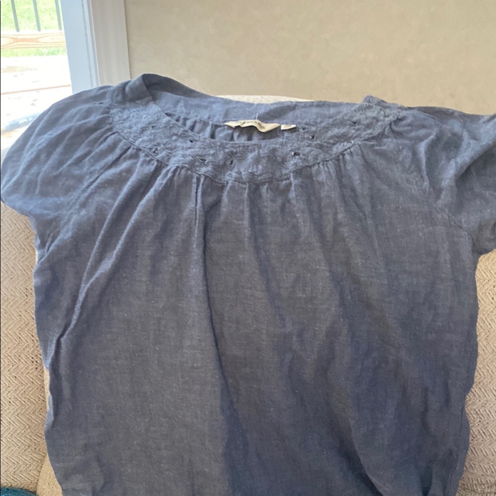 St. John's Bay blue Smocked Short Sleeve Blouse